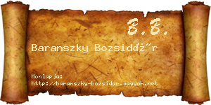 Baranszky Bozsidár névjegykártya